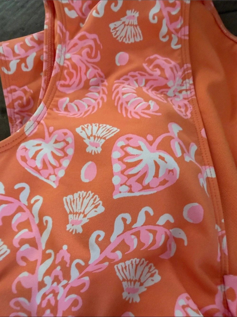 Lilly Pulitzer Meechi Papaya Breezy Palm Cap Sleeve SwimTop NWT. Size 10